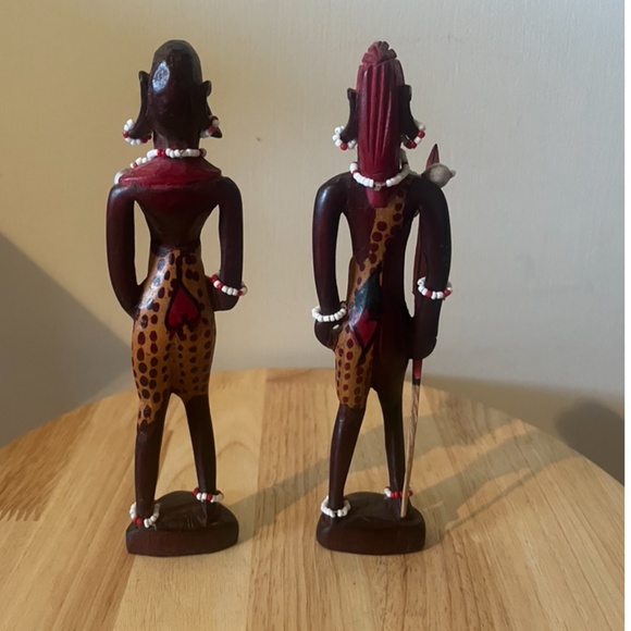 Set of two vintage hand carved tribal / Aztec statues decor EUC - Picture 6 of 6